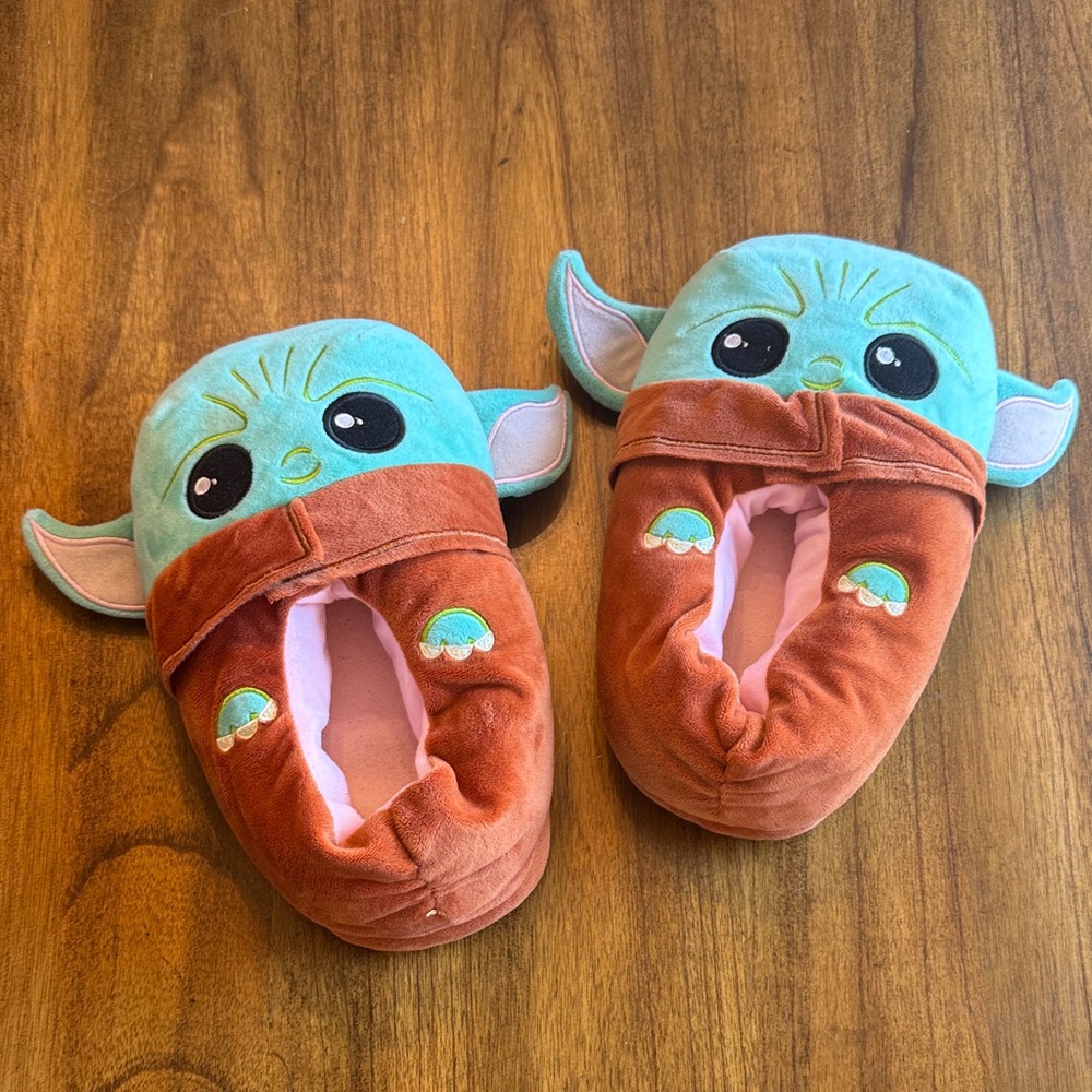 Kids Plush Character Slippers - Green and Brown